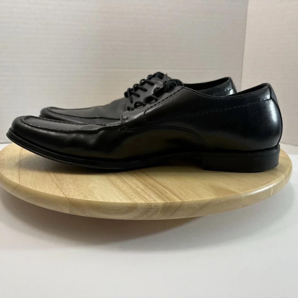 Aston Grey Anthony Black Leather Bicycle Toe Oxfords Men's Size 9.5 Dress Shoes